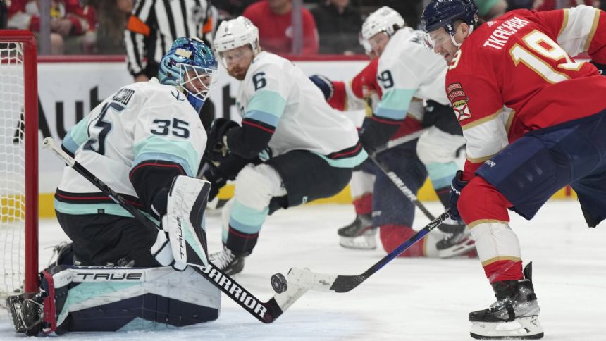 Tkachuk gets his 1st goal of the season, Panthers rally past Kraken 3-2
