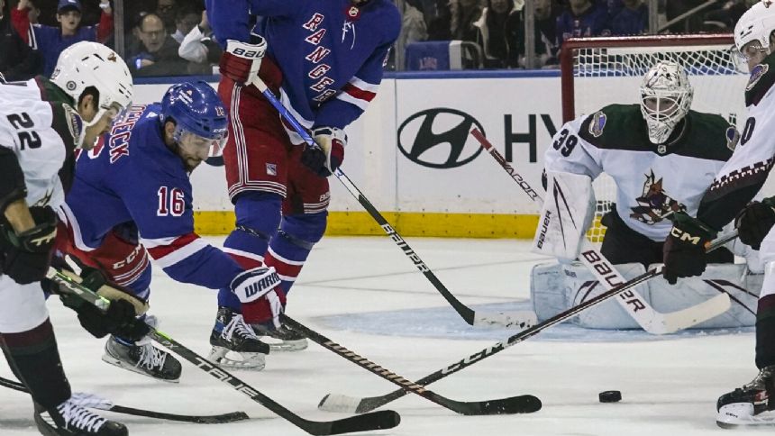 Trocheck and Kreider score as Rangers top Coyotes 2-1 to win home opener behind Shesterkin