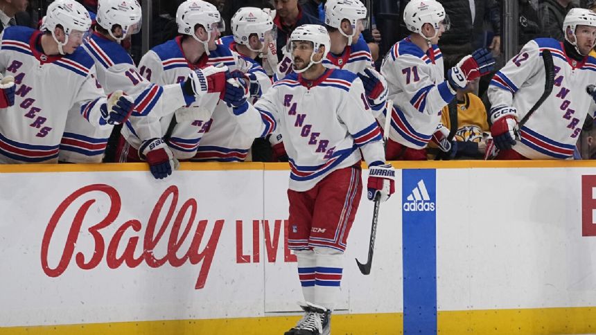Trocheck has goal, two assists as Rangers rally for 4-3 win over Predators