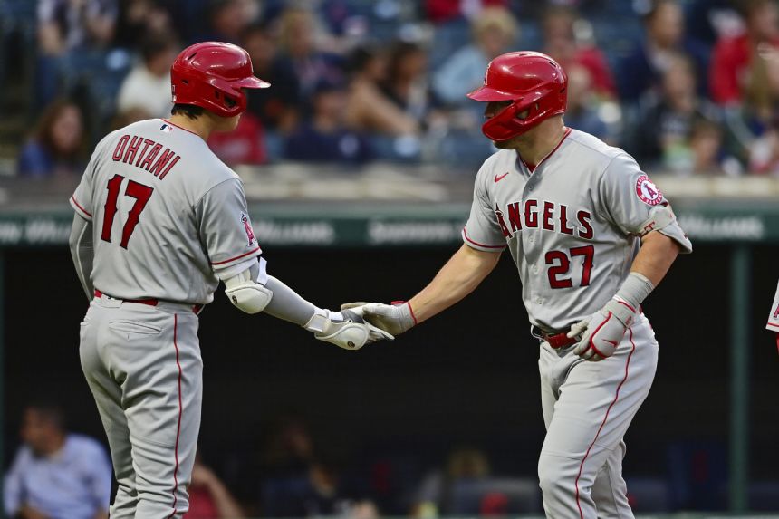 Trout HR 7th game in a row; Guardians beat Angels, pad lead