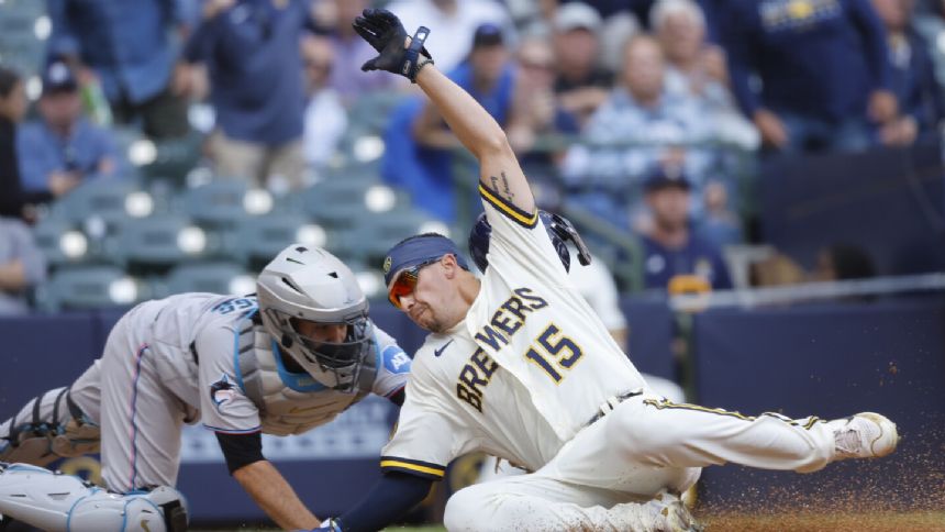 Tyrone Taylor hits 2 RBI doubles and scores go-ahead run in Brewers' 4-2 victory over Marlins