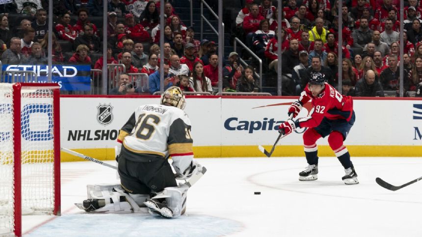 Vegas' Paul Cotter ejected for an illegal check to the head of Washington's Evgeny Kuznetsov