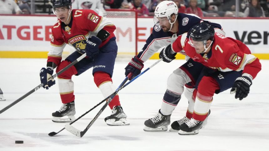 Verhaeghe scores in overtime as the Panthers rally to beat the Blue Jackets 5-4