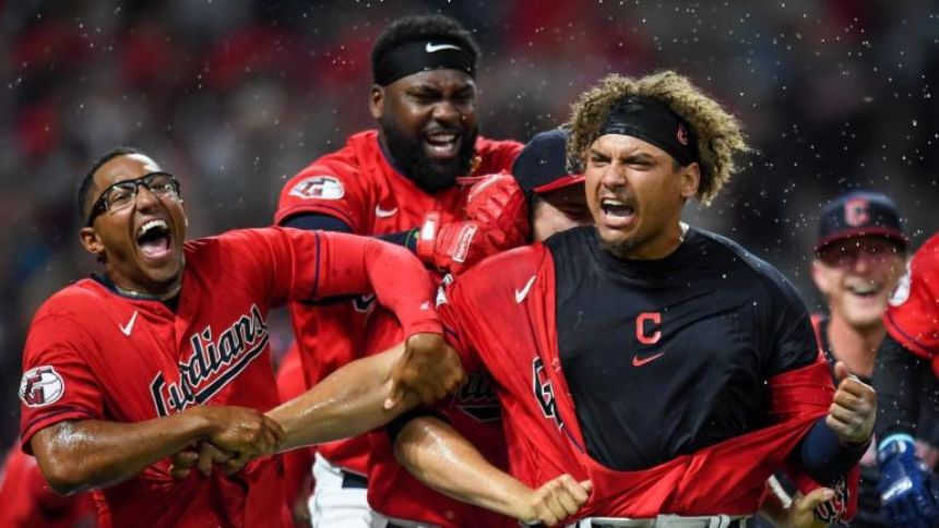 WATCH: Josh Naylor celebrates walk-off home run by headbutting Guardians manager Terry Francona