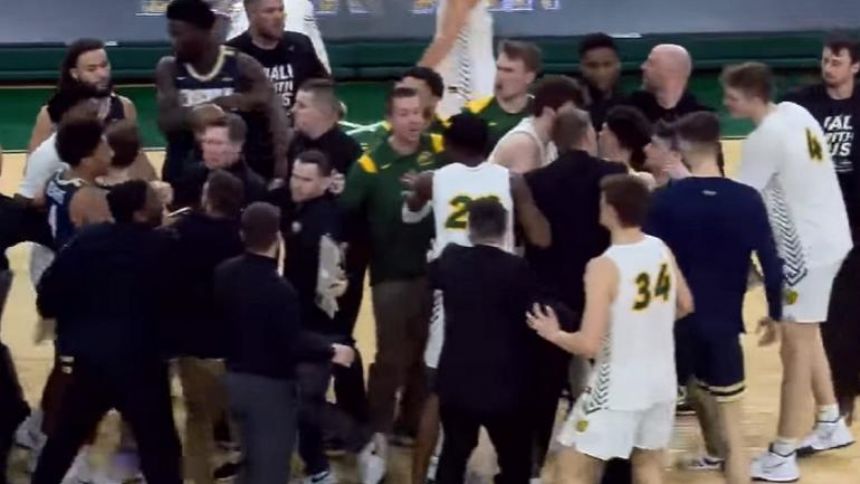 WATCH: North Dakota State-Oral Roberts brawl breaks out in handshake line after game