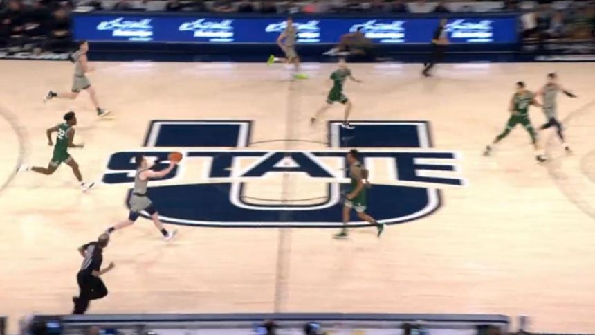 WATCH: Utah State 3-pointer-alley-oop play leads to rulebook controversy vs. Portland State