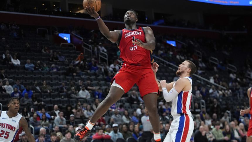Zion Williamson scores 36 as Pelicans send short-handed Pistons to 6th straight loss