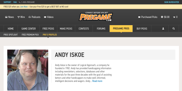 AndyIskoe.pregame.com Reviews