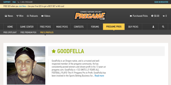 Goodfella.pregame.com Reviews