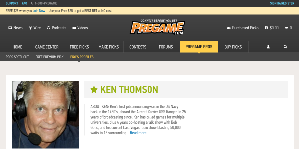 KenThomson.pregame.com Reviews