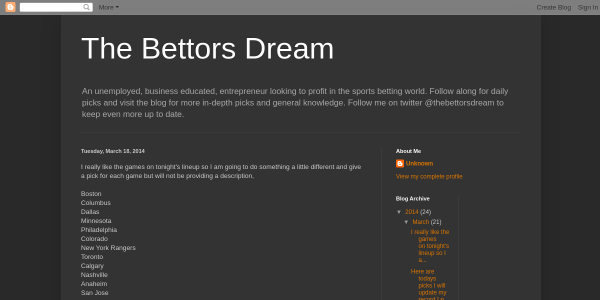 TheBettorsDream.blogspot.ca Reviews